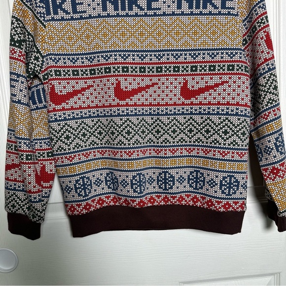 Nike Sweater Kids Large Sportswear Club Fleece Holiday Crew Vintage Christmas - Picture 5 of 8